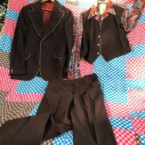 Authentic VTG 1970s Bell Bottom 3 Piece Suit disco